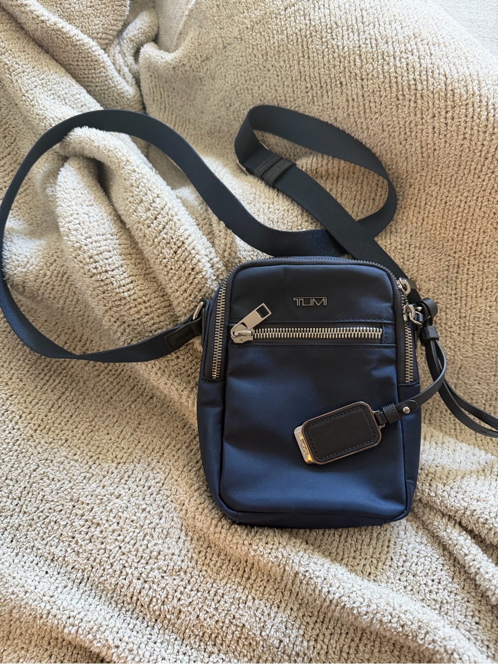 TUMI Navy Crossbody Travel Pouch
